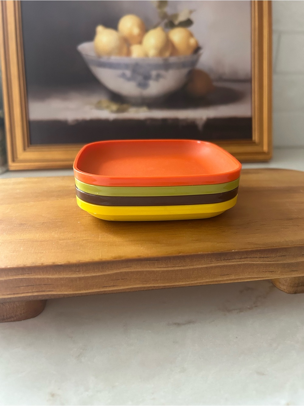 Vintage Tupperware Toys Mini Plates Set of 4 Retro 1970s Colors 1502